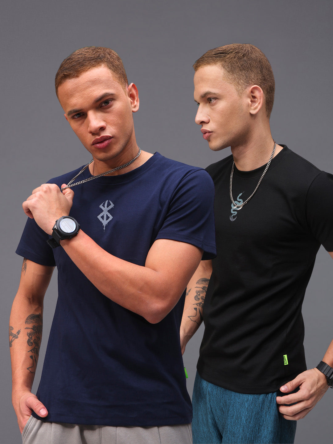 Mens Regular Fit Pack of 2 Printed Tshirts