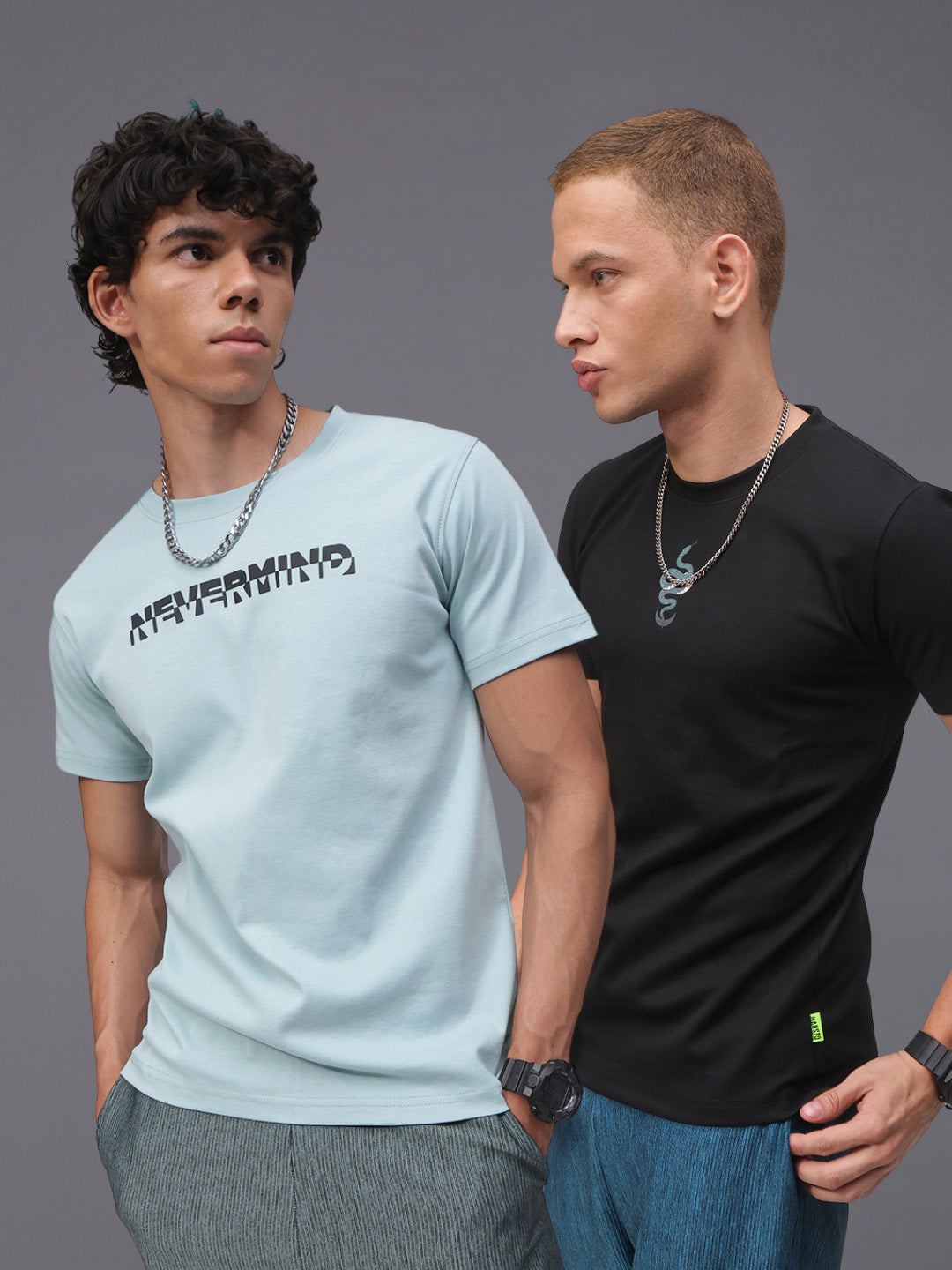 Mens Regular Fit Pack of 2 Printed Tshirts