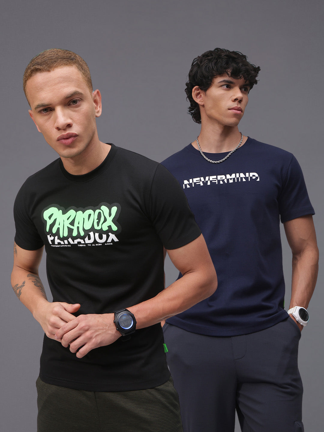 Mens Regular Fit Pack of 2 Printed Tshirts