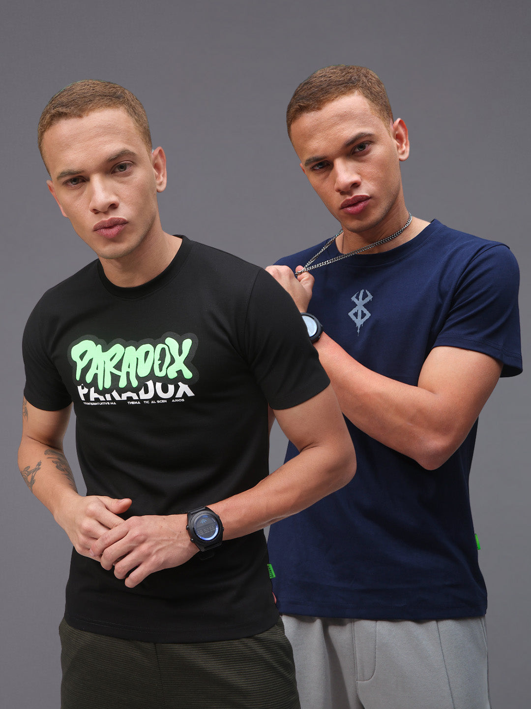 Mens Regular Fit Pack of 2 Printed Tshirts