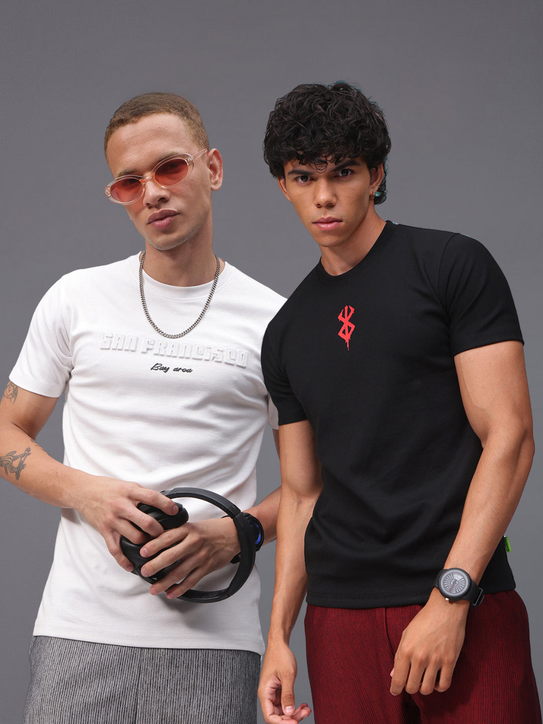 Mens Regular Fit Pack of 2 Printed Tshirts