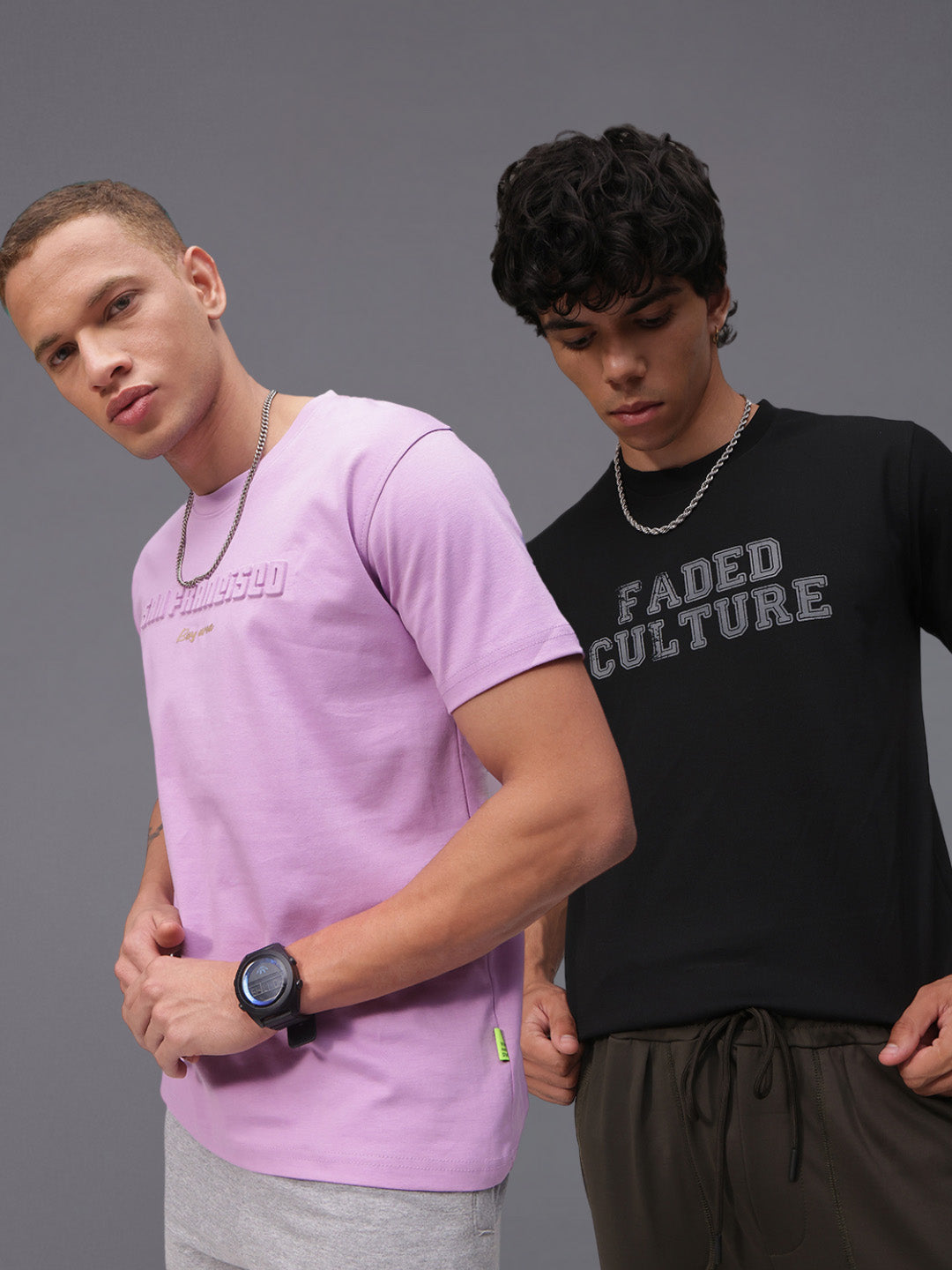 Mens Regular Fit Pack of 2 Printed Tshirts