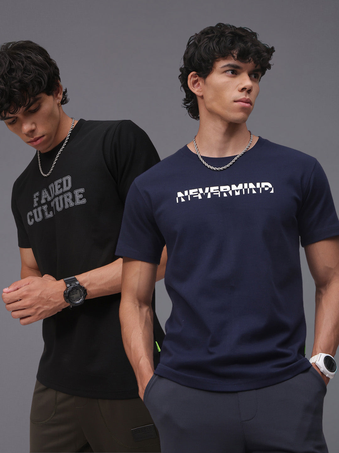 Mens Regular Fit Pack of 2 Printed Tshirts