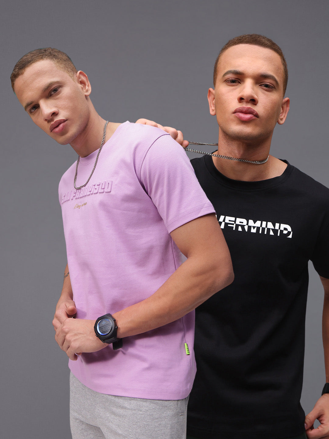 Mens Regular Fit Pack of 2 Printed Tshirts