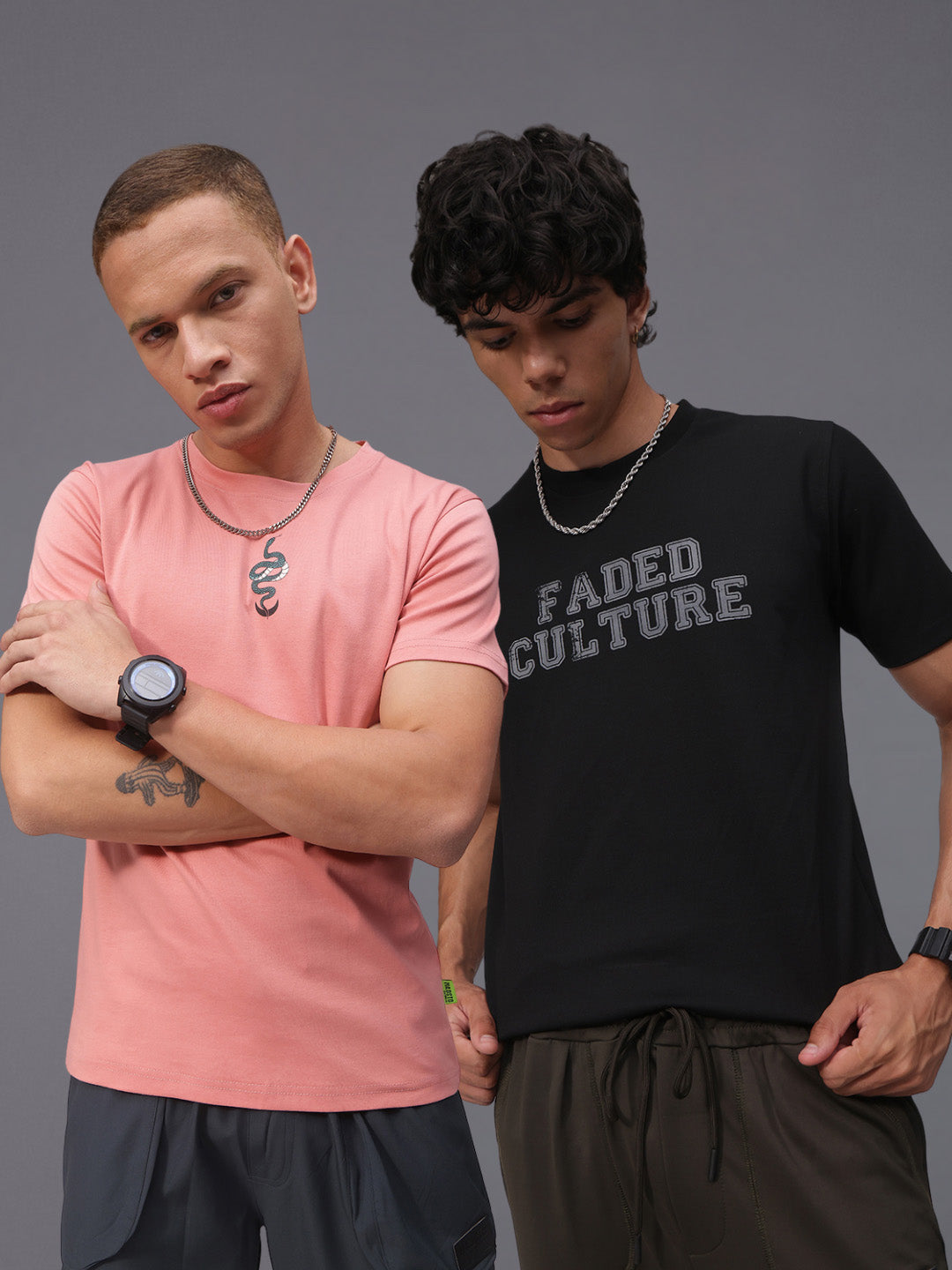 Mens Regular Fit Pack of 2 Printed Tshirts