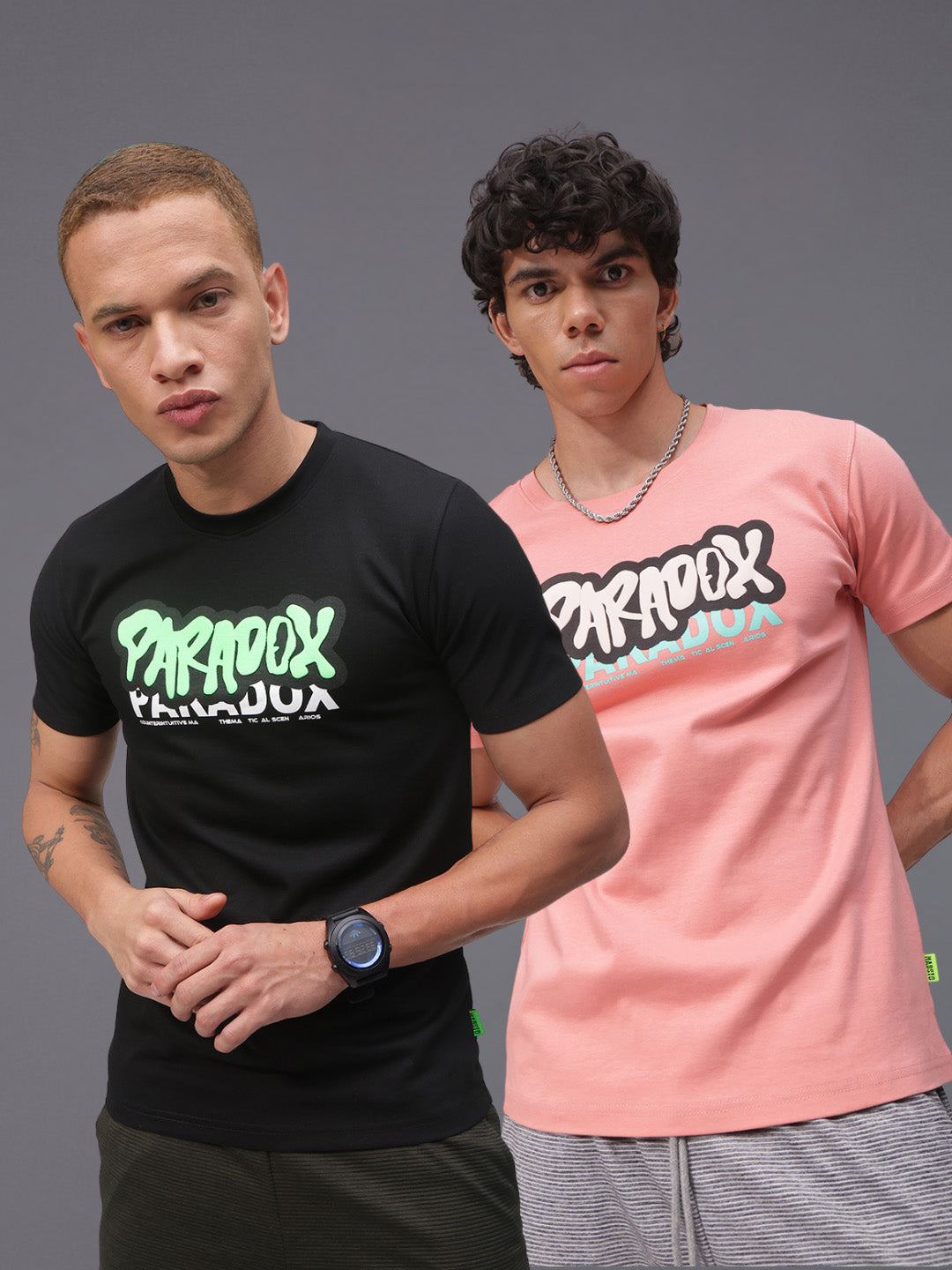 Mens Regular Fit Pack of 2 Printed Tshirts