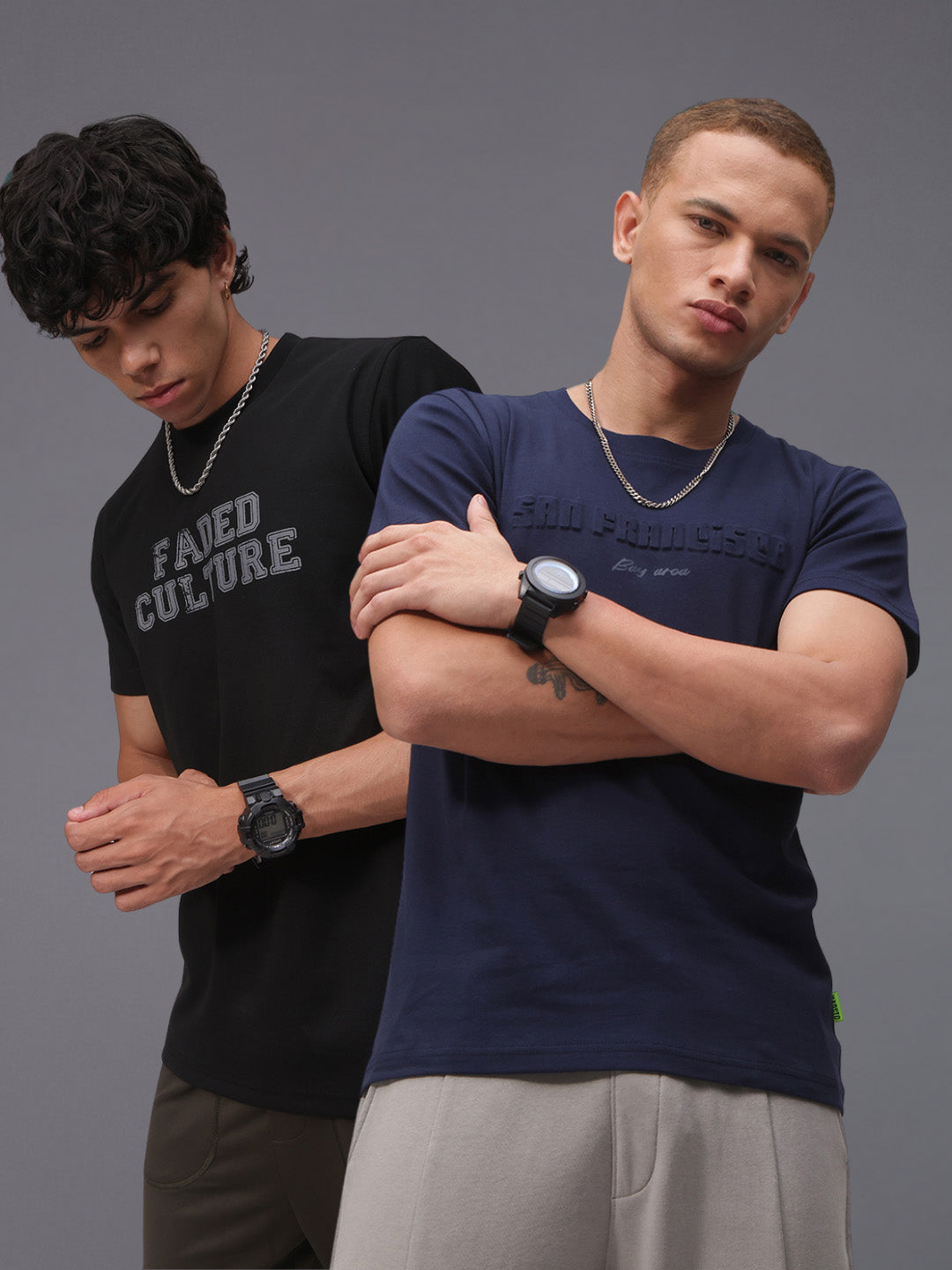 Mens Regular Fit Pack of 2 Printed Tshirts
