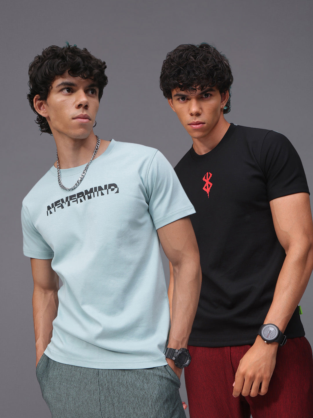 Mens Regular Fit Pack of 2 Printed Tshirts