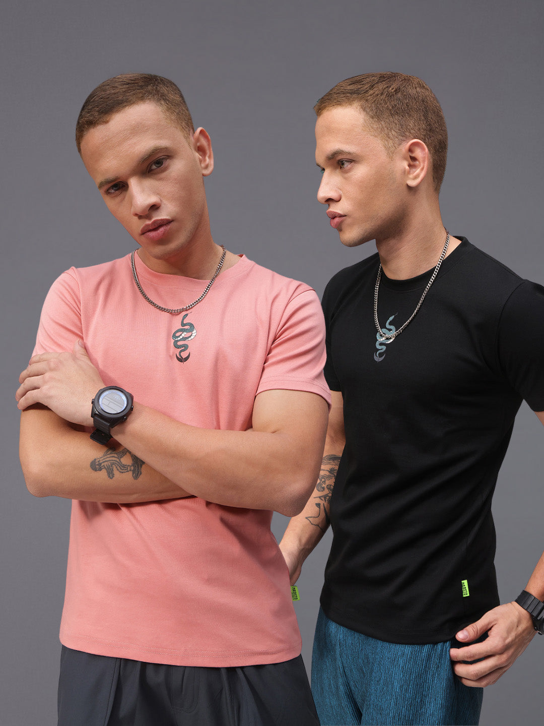 Mens Regular Fit Pack of 2 Printed Tshirts