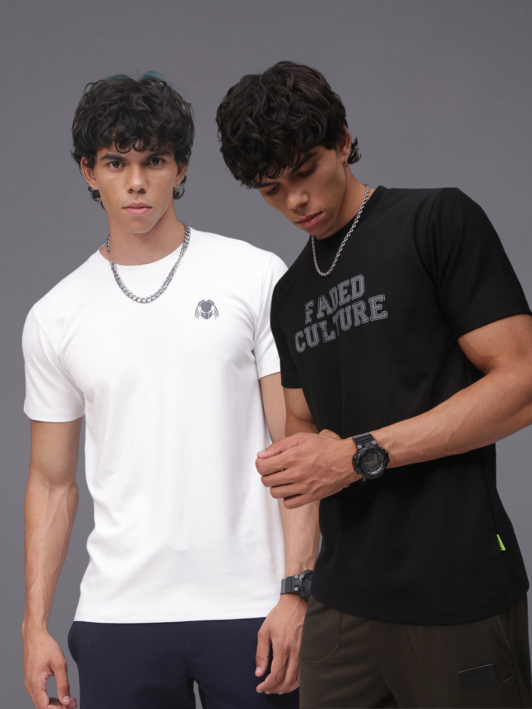 Mens Regular Fit Pack of 2 Printed Tshirts