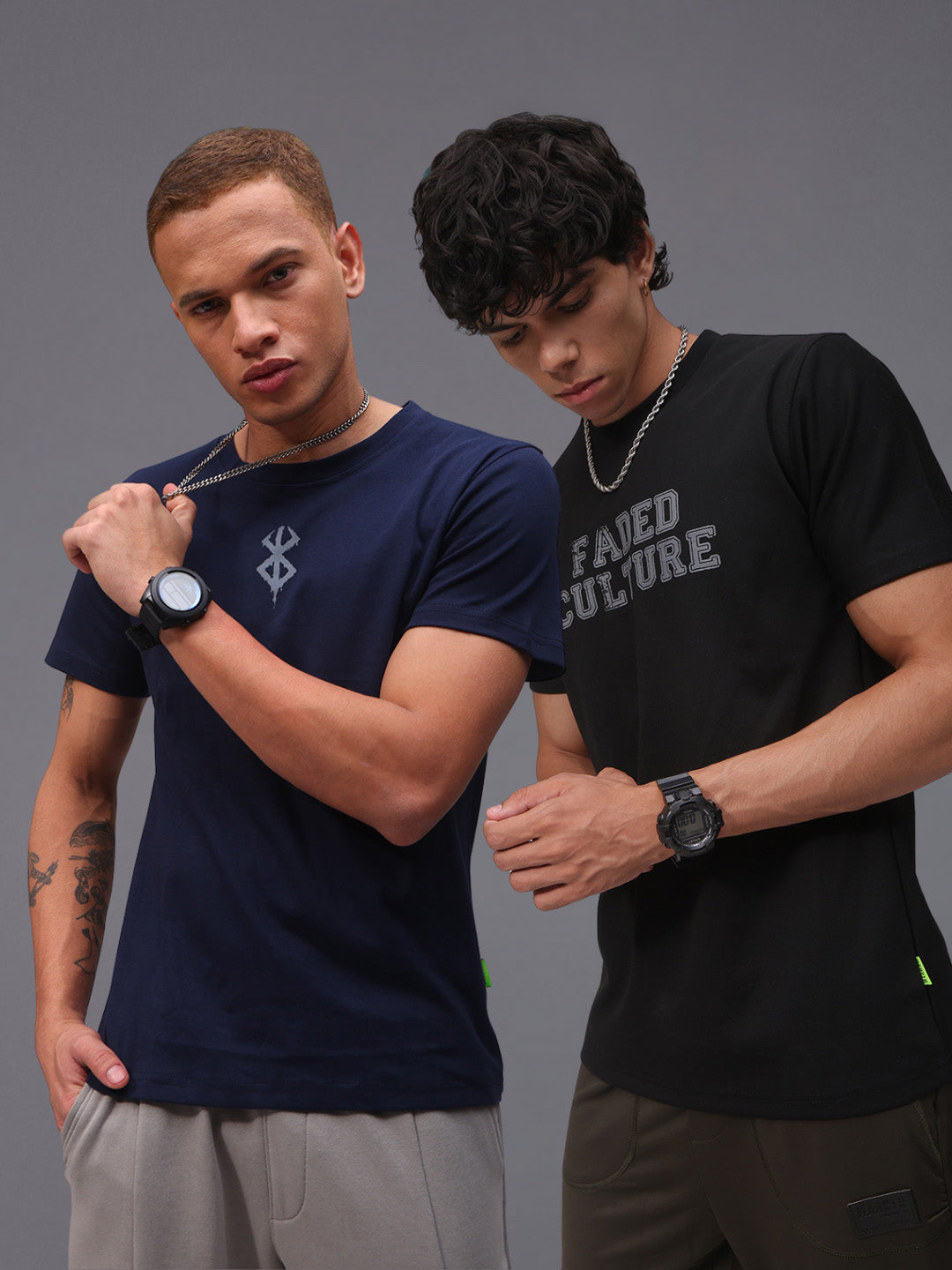 Mens Regular Fit Pack of 2 Printed Tshirts