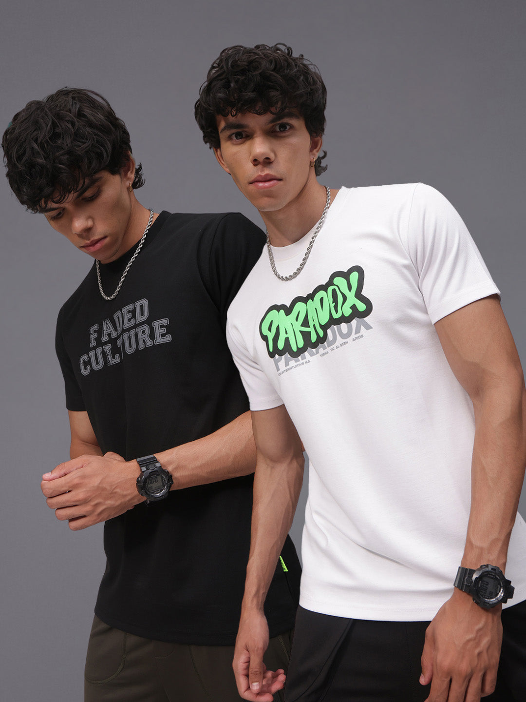 Mens Regular Fit Pack of 2 Printed Tshirts