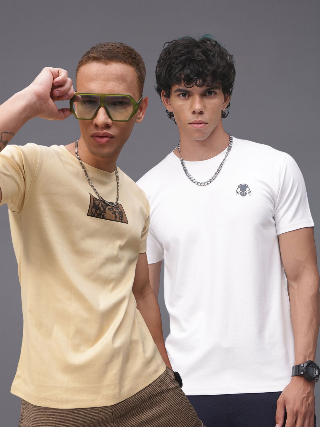 Mens Regular Fit Pack of 2 Printed Tshirts