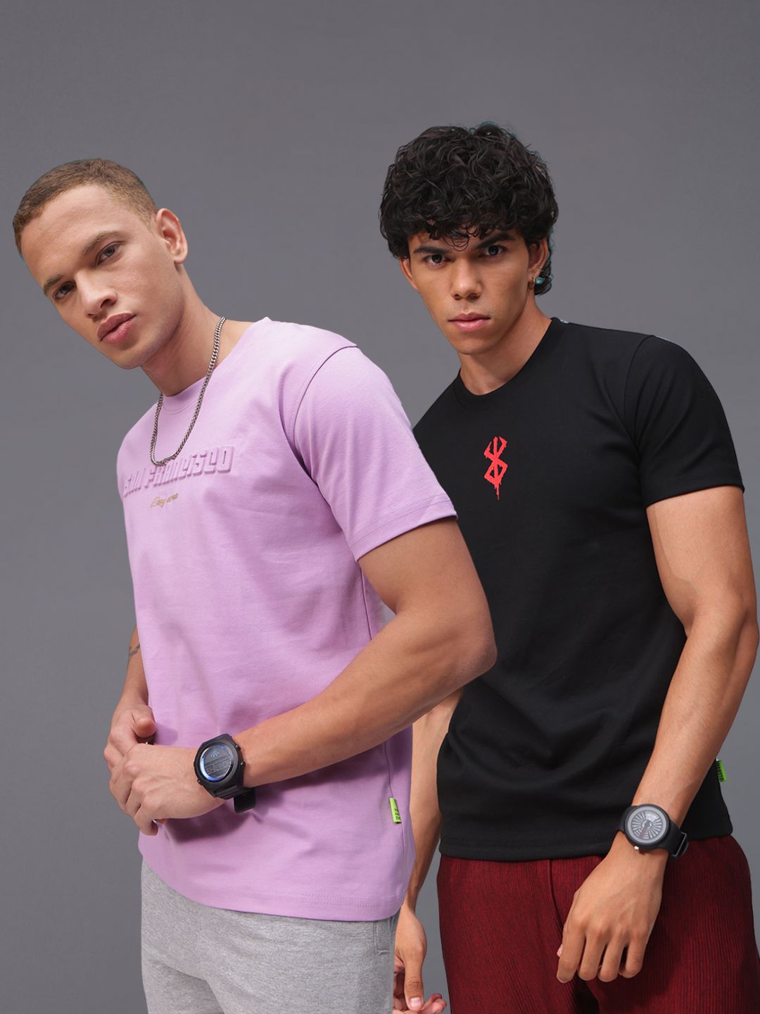 Mens Regular Fit Pack of 2 Printed Tshirts
