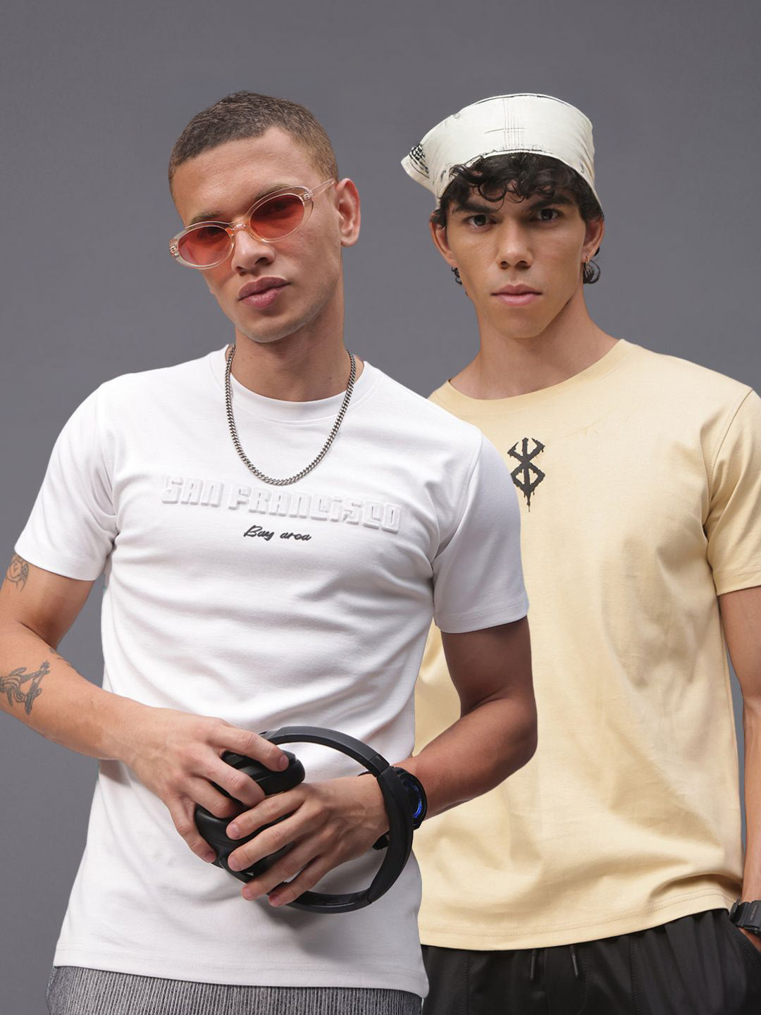 Mens Regular Fit Pack of 2 Printed Tshirts