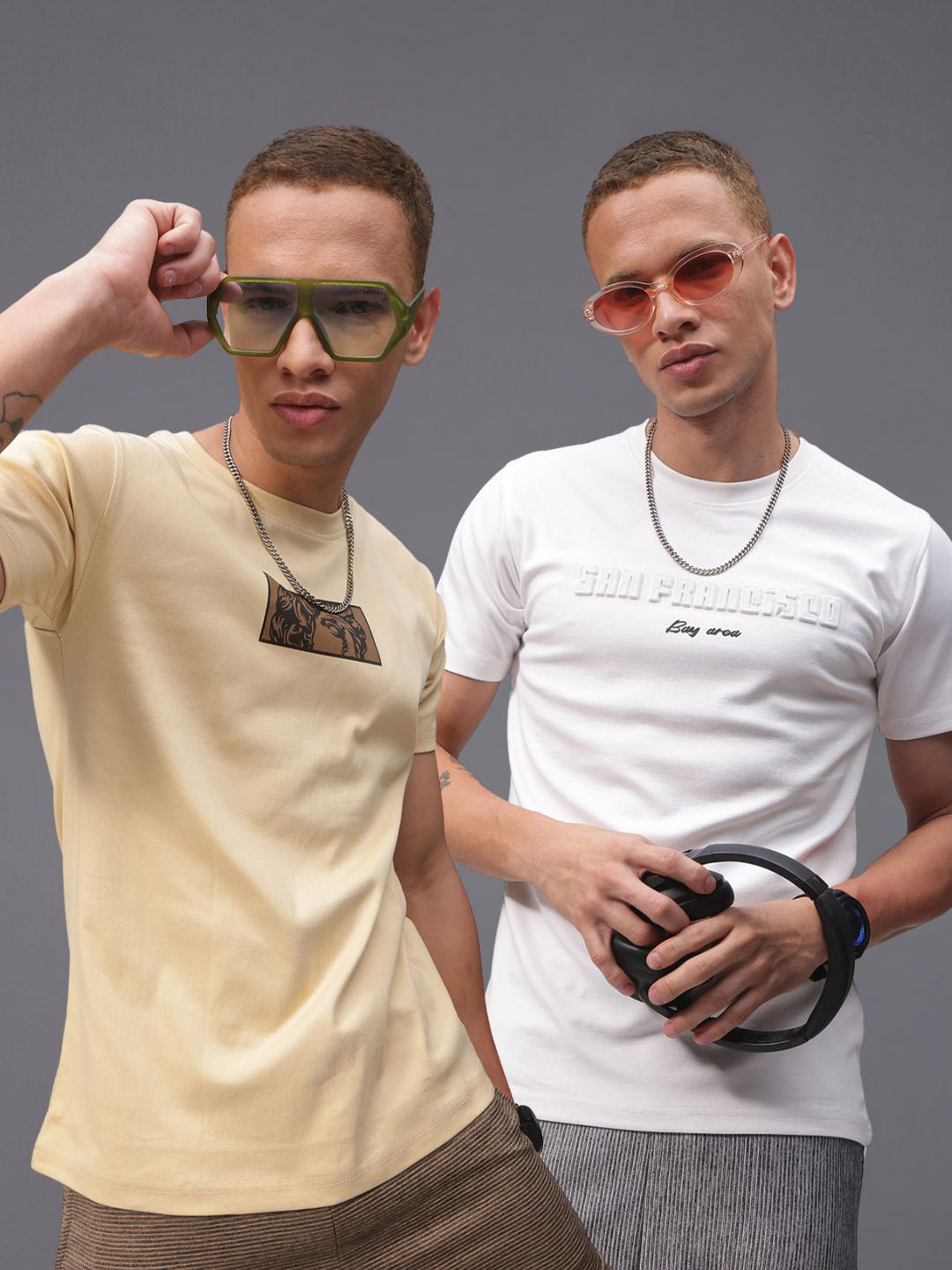 Mens Regular Fit Pack of 2 Printed Tshirts