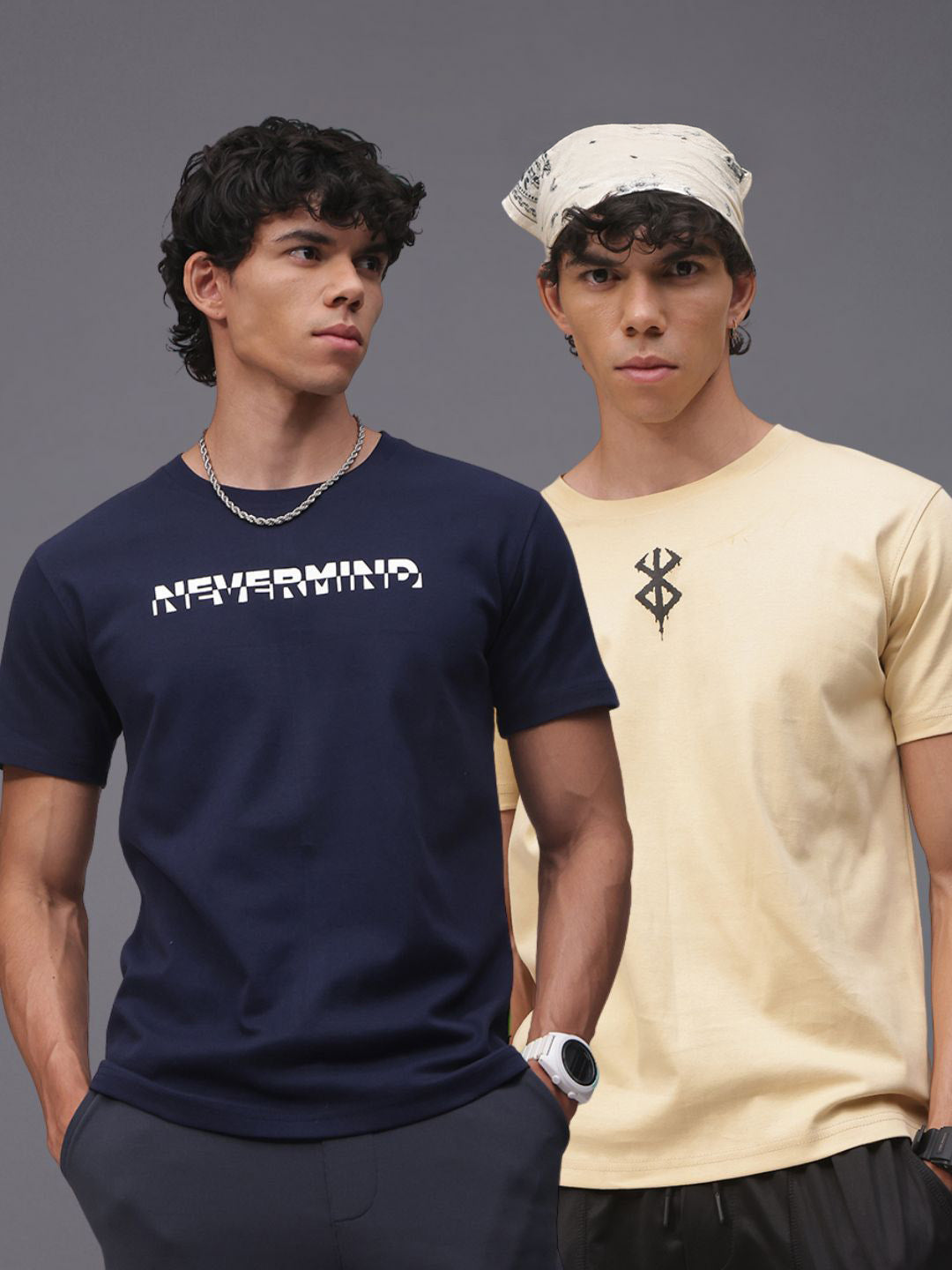 Mens Regular Fit Pack of 2 Printed Tshirts