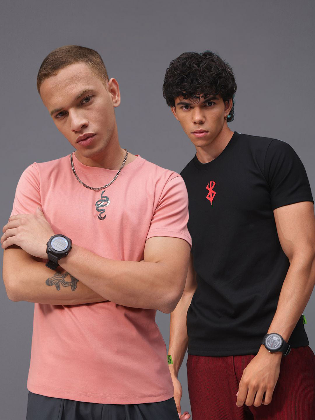 Mens Regular Fit Pack of 2 Printed Tshirts