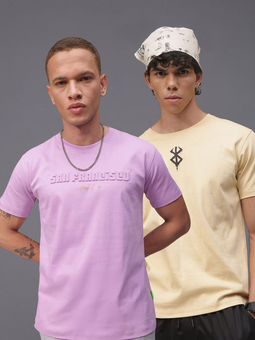 Mens Regular Fit Pack of 2 Printed Tshirts