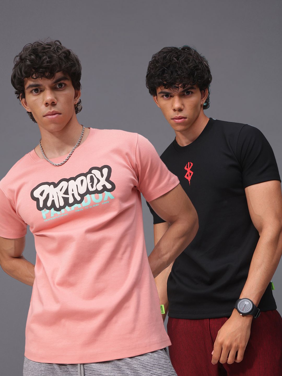 Mens Regular Fit Pack of 2 Printed Tshirts