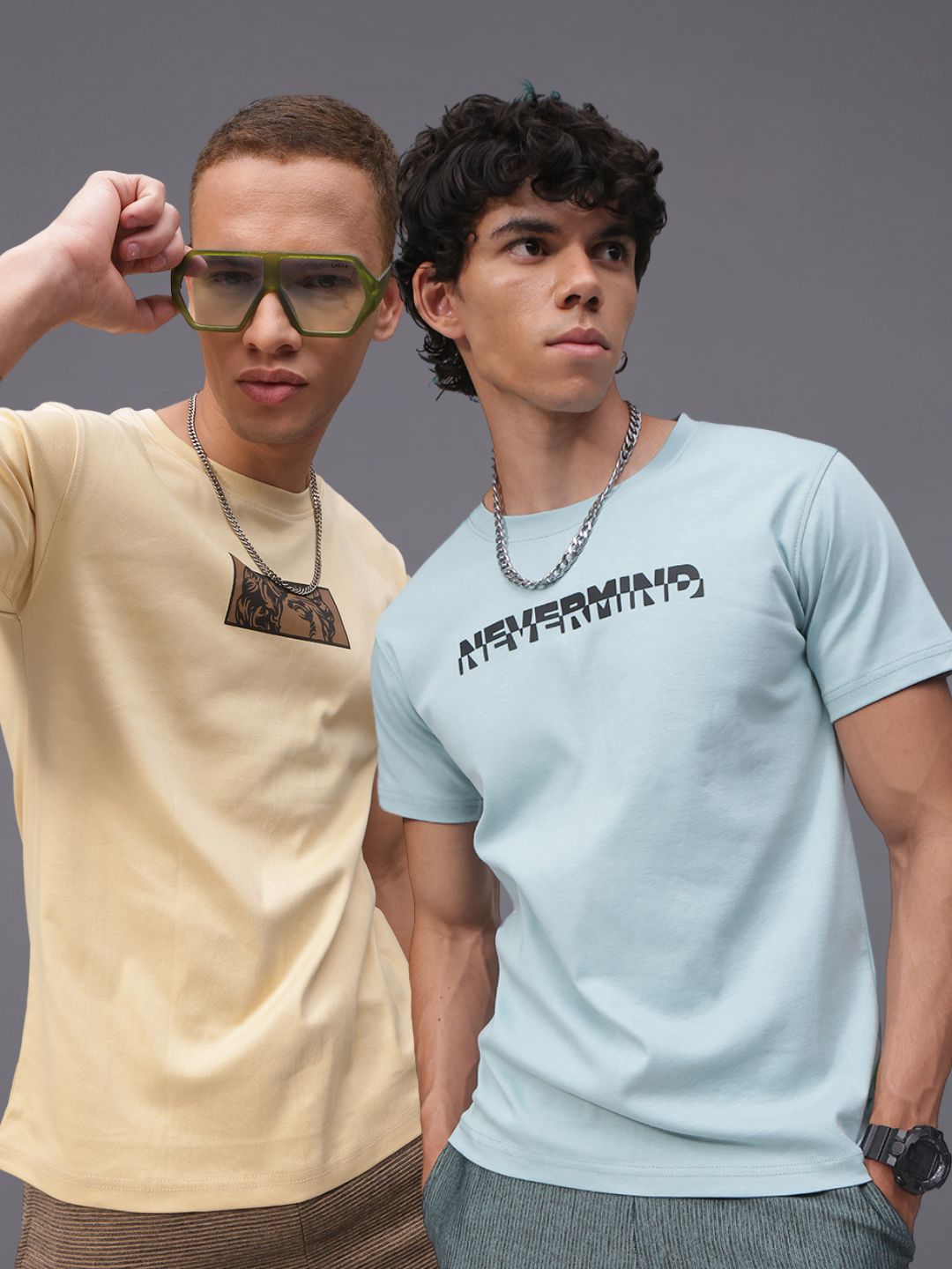 Mens Regular Fit Pack of 2 Printed Tshirts