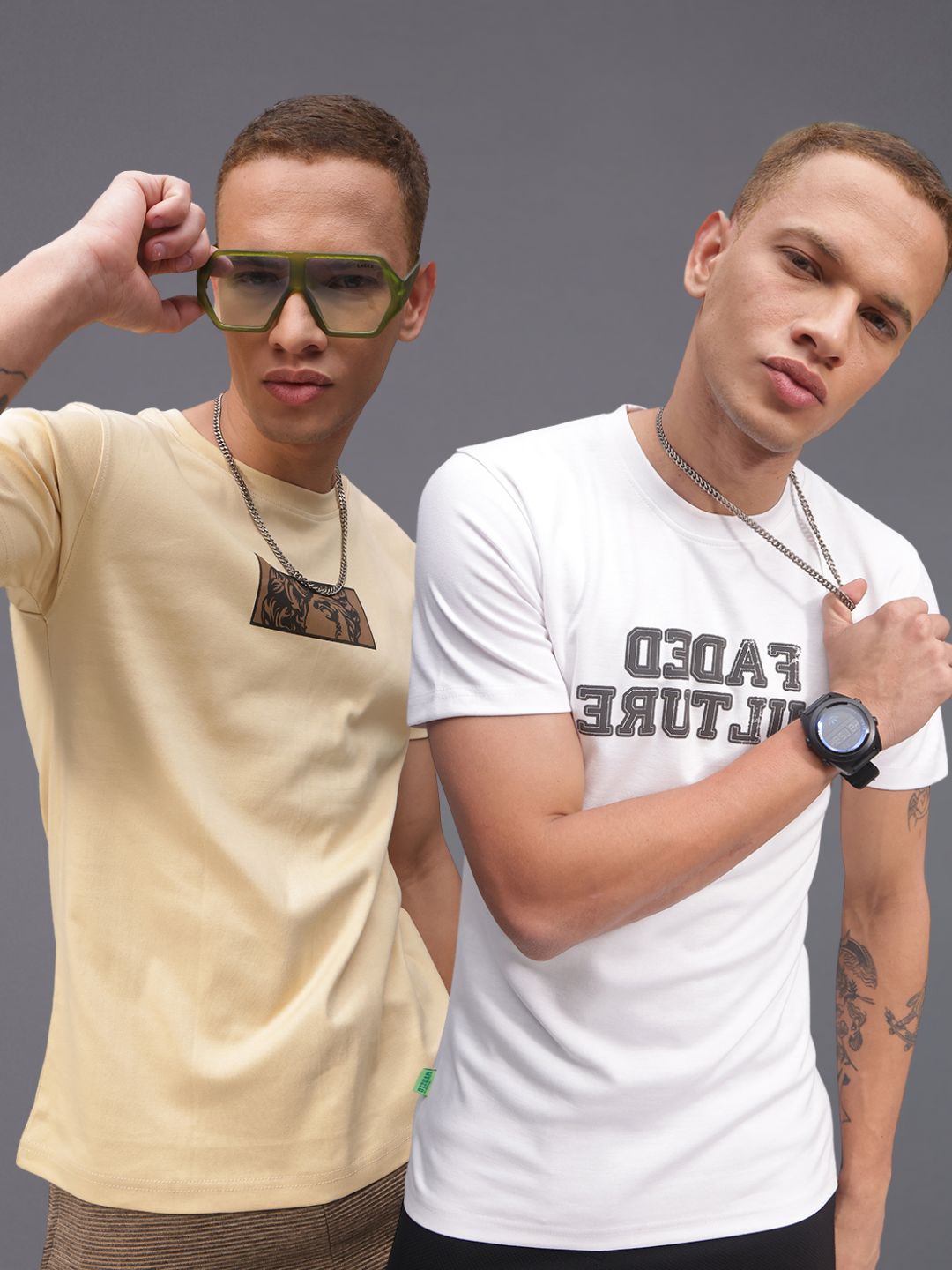 Mens Regular Fit Pack of 2 Printed Tshirts