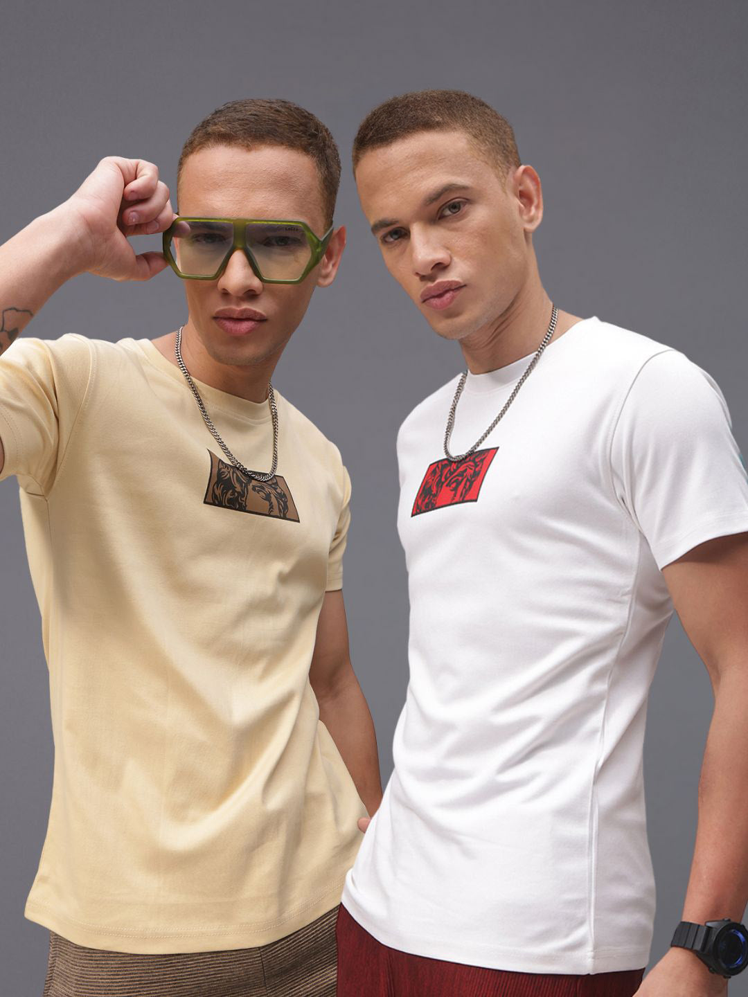 Mens Regular Fit Pack of 2 Printed Tshirts