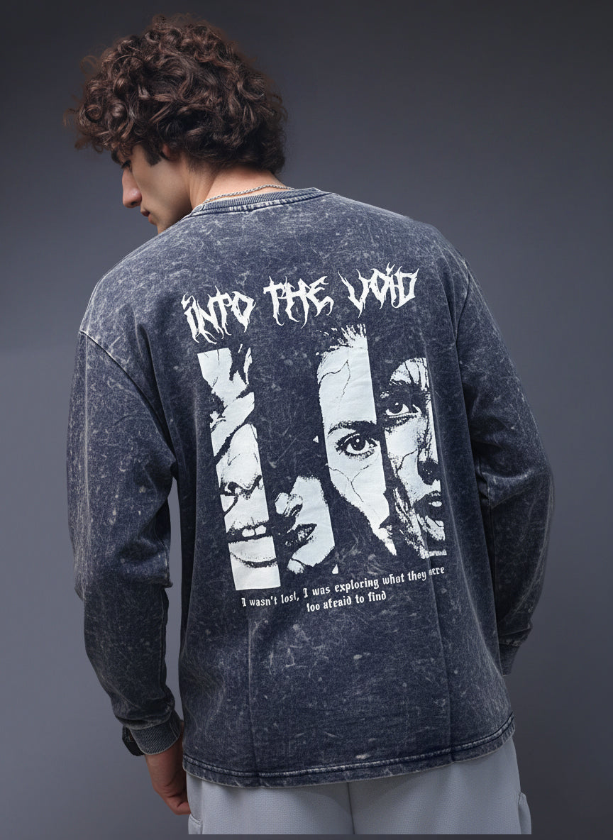 Men's Acidwashed Full Sleeves Streetwear T-shirt
