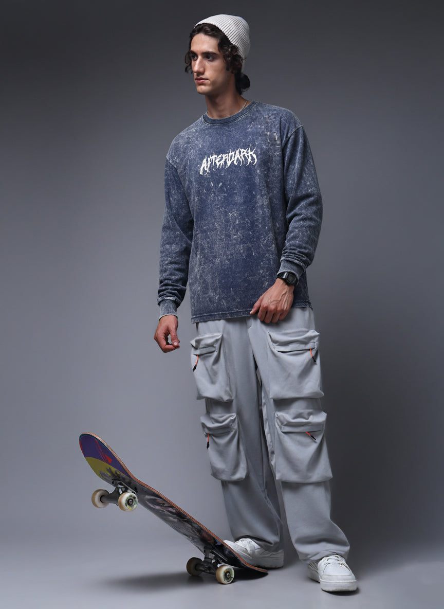 Men's Acidwashed Full Sleeves Streetwear T-shirt
