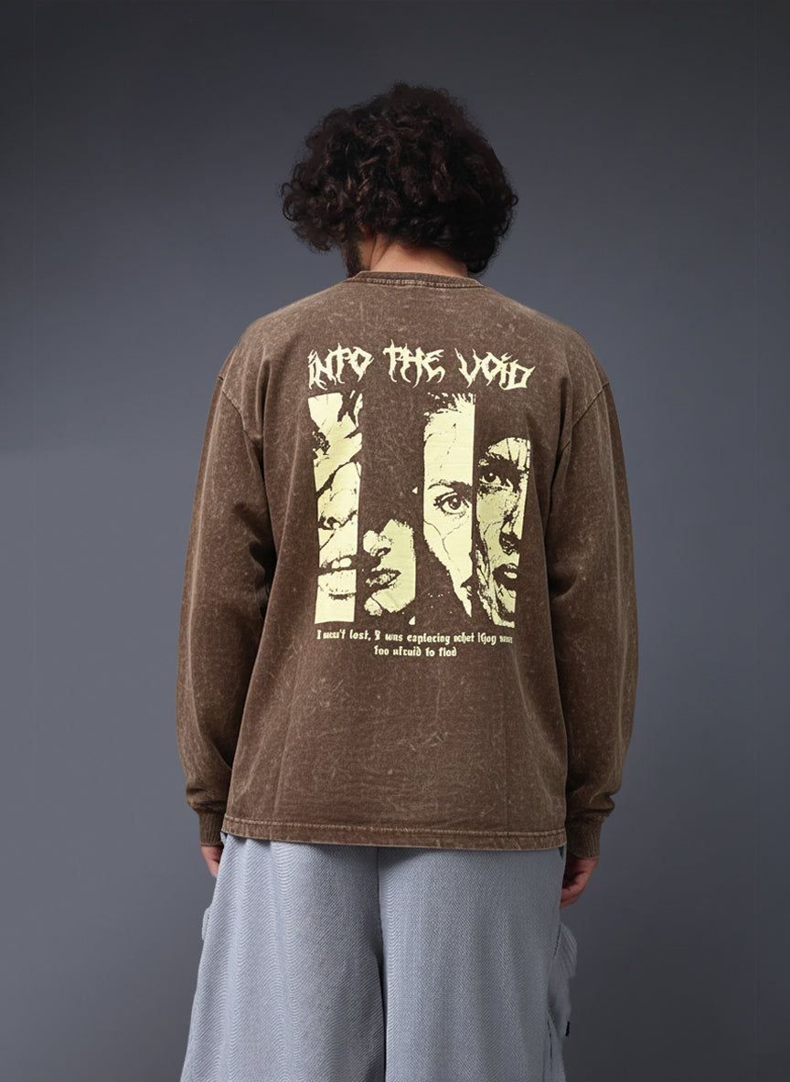 Men's Acidwashed Full Sleeves Streetwear T-shirt