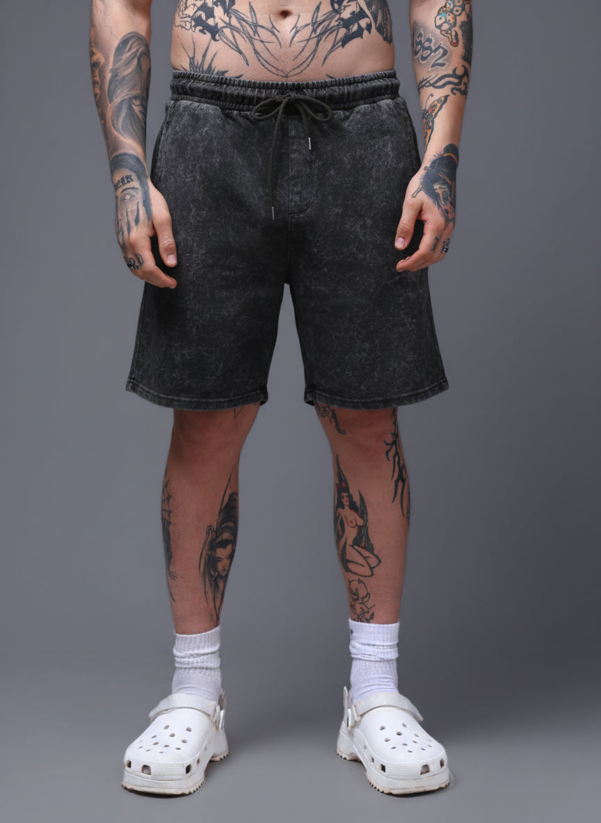 Men's Acidwashed Black Shorts