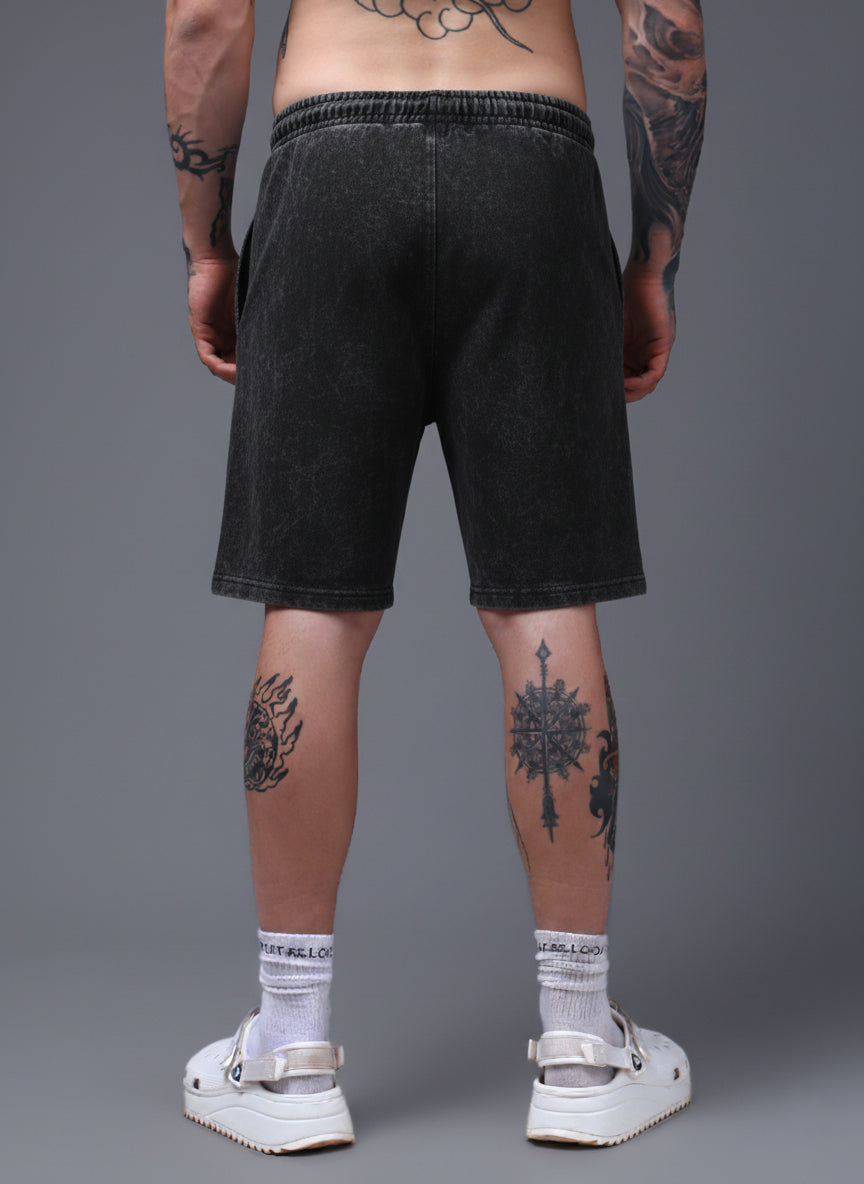 Men's Acidwashed Black Shorts