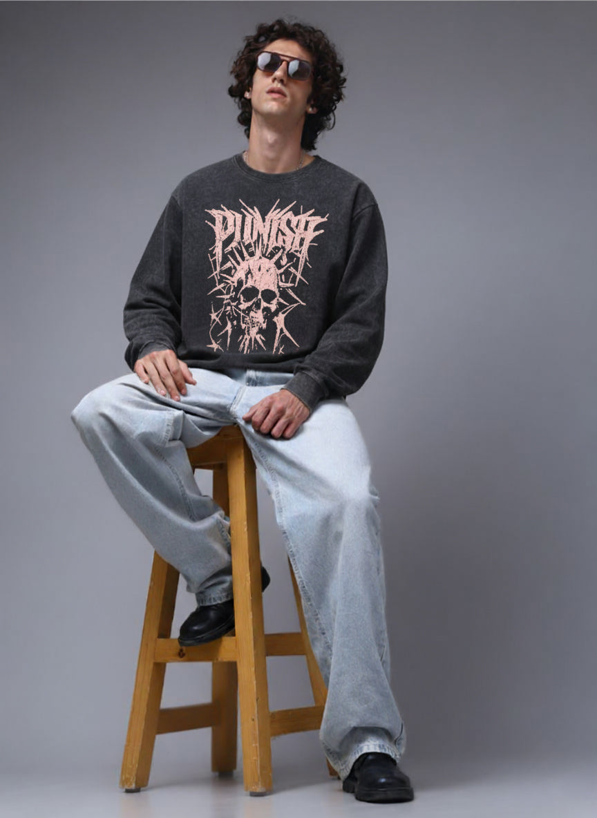 Men's Acidwashed Full Sleeves Streetwear T-shirt