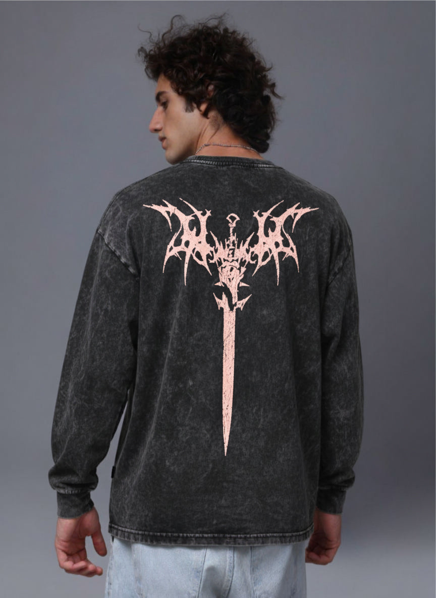 Men's Acidwashed Full Sleeves Streetwear T-shirt