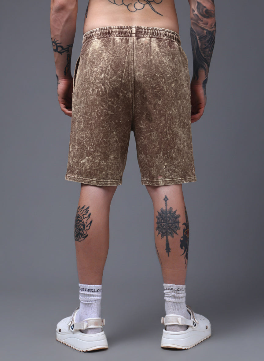 Men's Acidwashed Brown Shorts