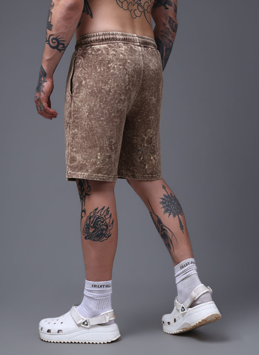 Men's Acidwashed Brown Shorts