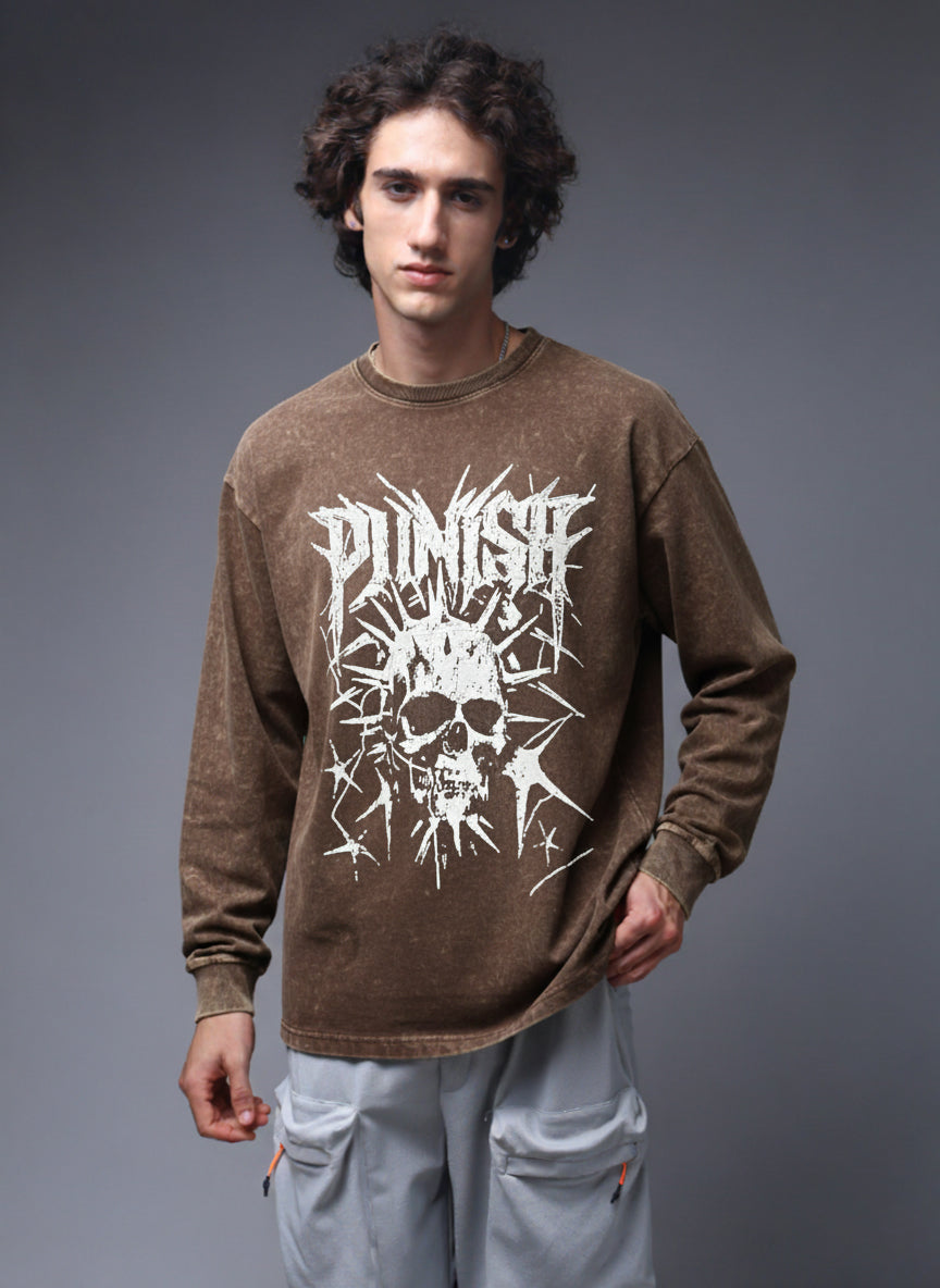 Men's Acidwashed Full Sleeves Streetwear T-shirt