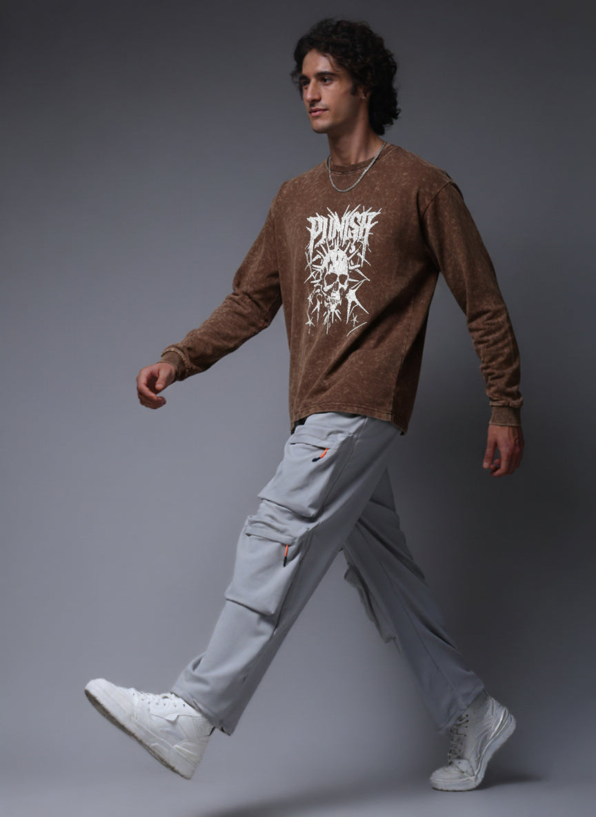 Men's Acidwashed Full Sleeves Streetwear T-shirt