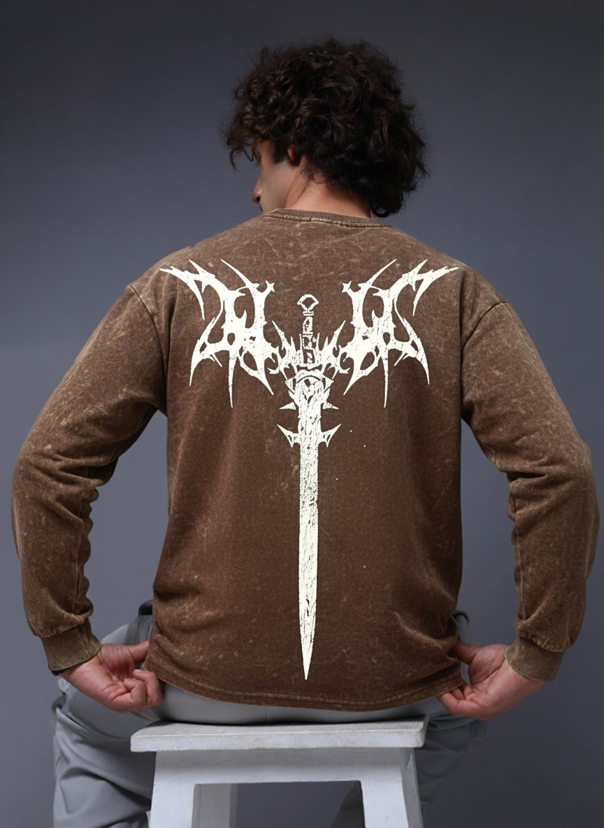 Men's Acidwashed Full Sleeves Streetwear T-shirt