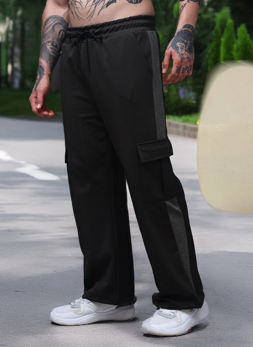 Mens Loose Fit Black Trackpant