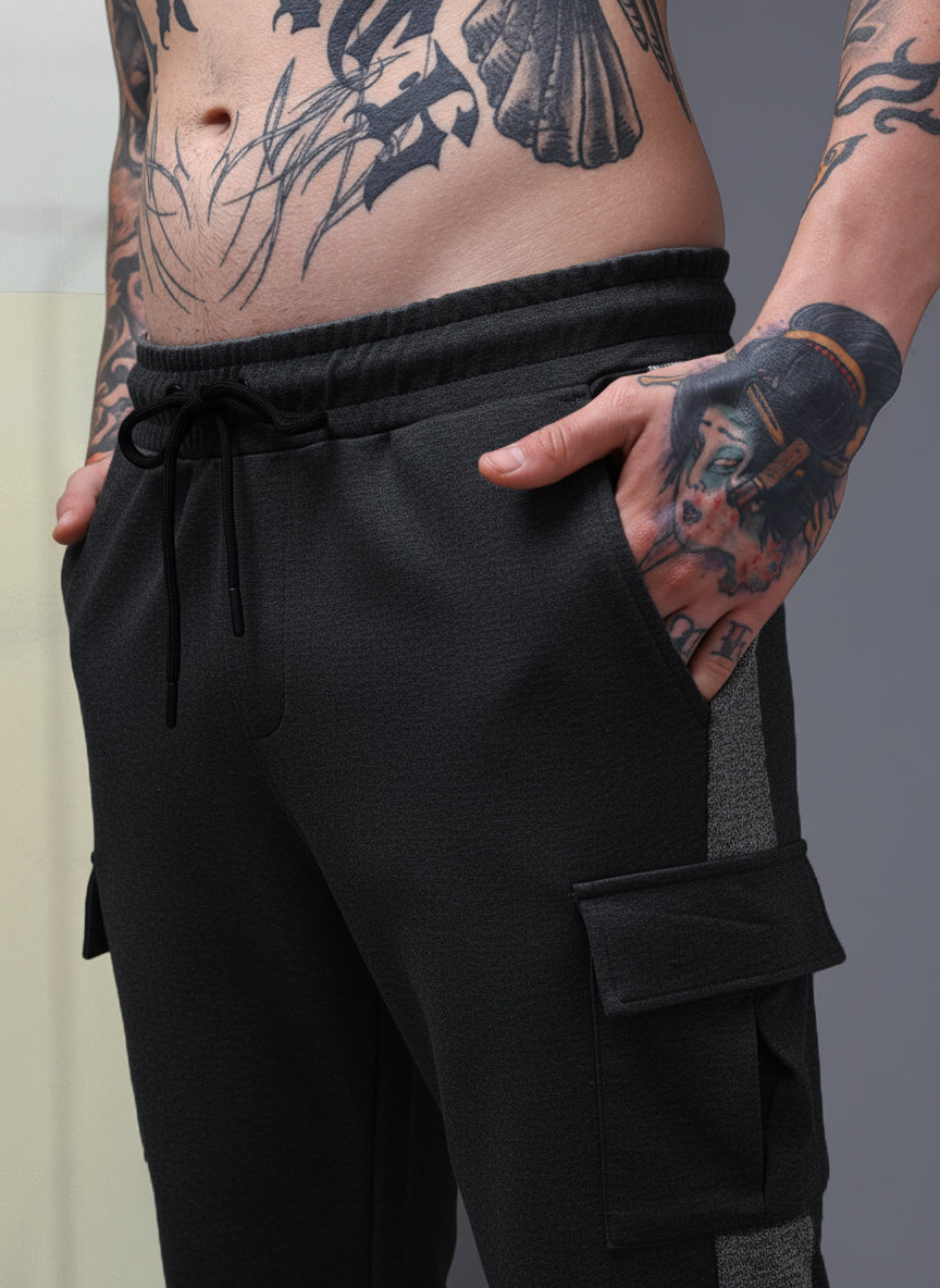 Mens Loose Fit Black Trackpant