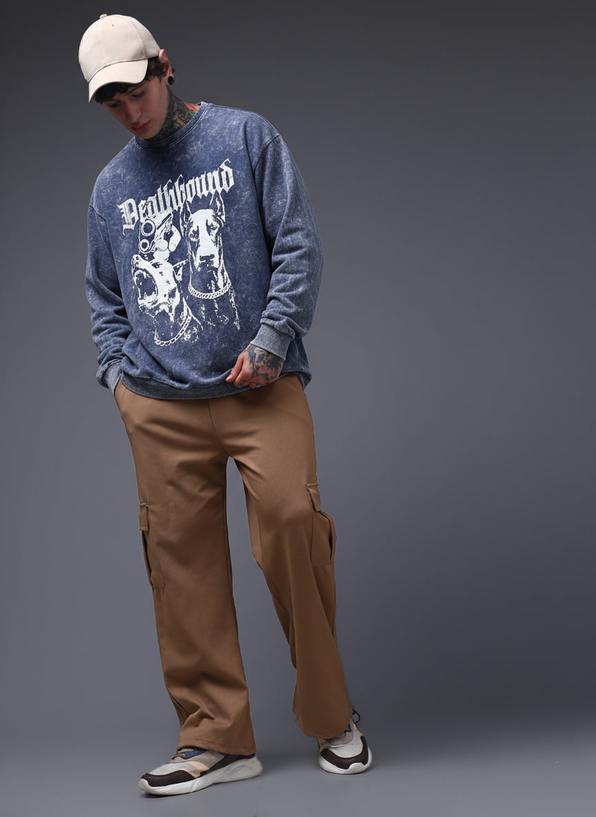 Men's Acidwashed Full Sleeves Streetwear T-shirt