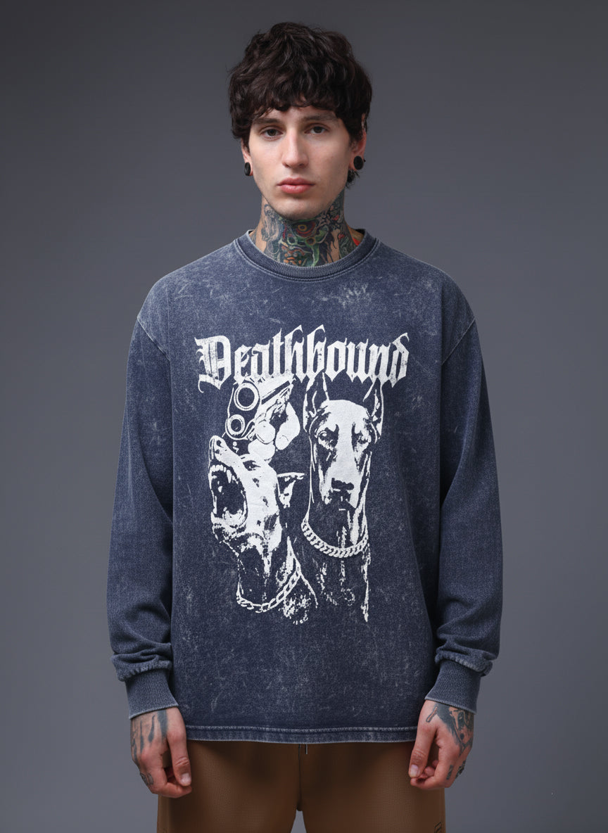 Men's Acidwashed Full Sleeves Streetwear T-shirt