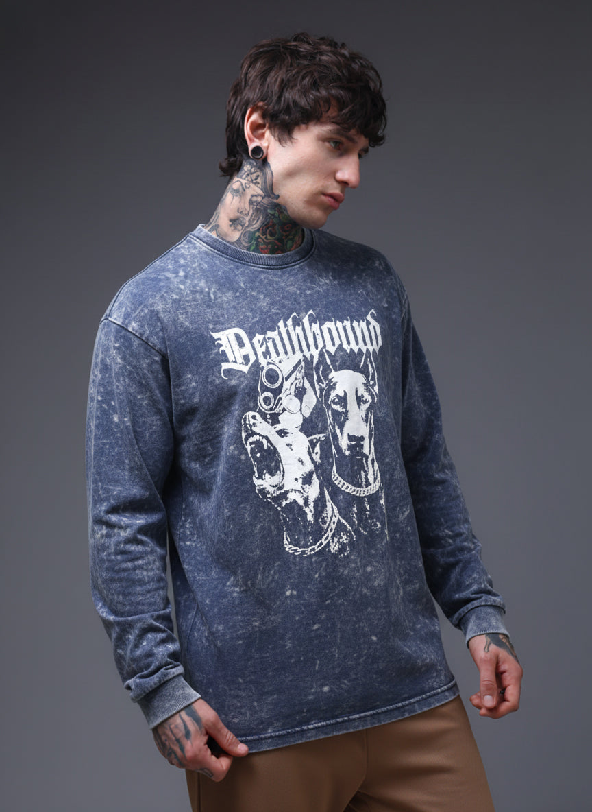 Men's Acidwashed Full Sleeves Streetwear T-shirt