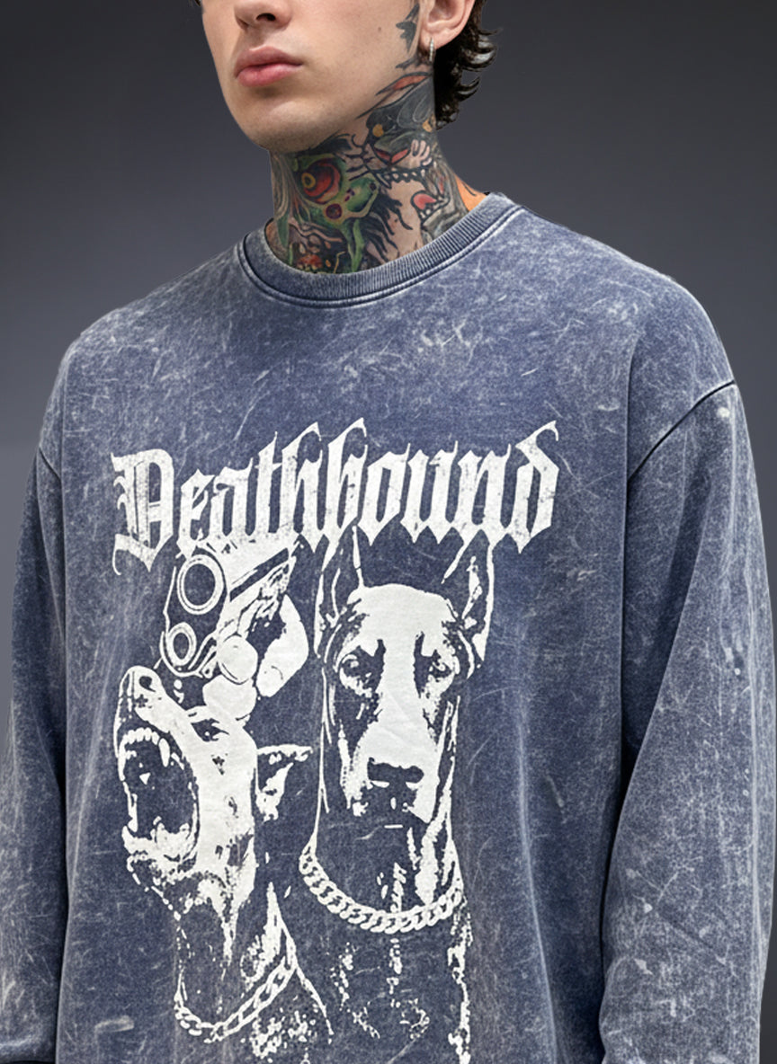 Men's Acidwashed Full Sleeves Streetwear T-shirt