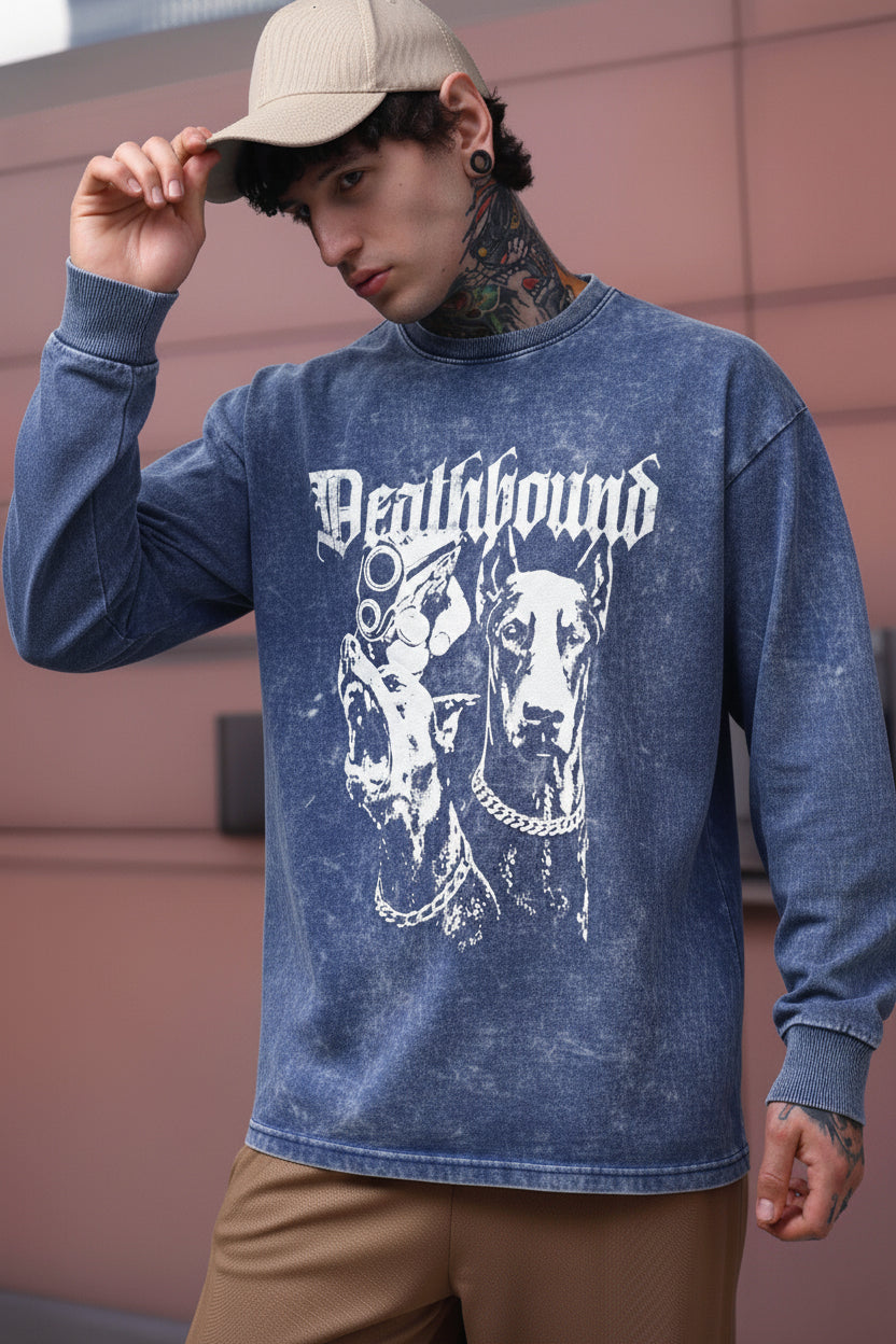 Men's Acidwashed Full Sleeves Streetwear T-shirt