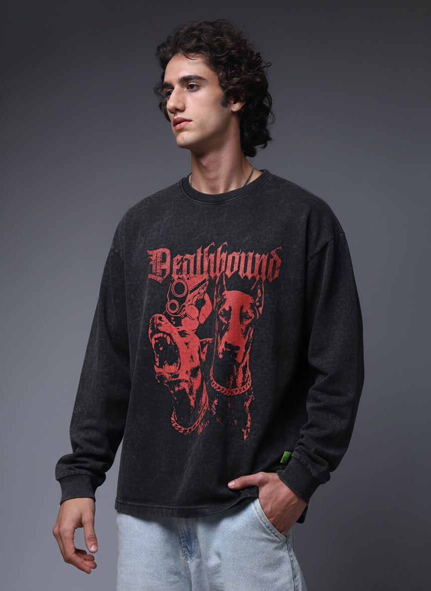 Men's Acidwashed Full Sleeves Streetwear T-shirt