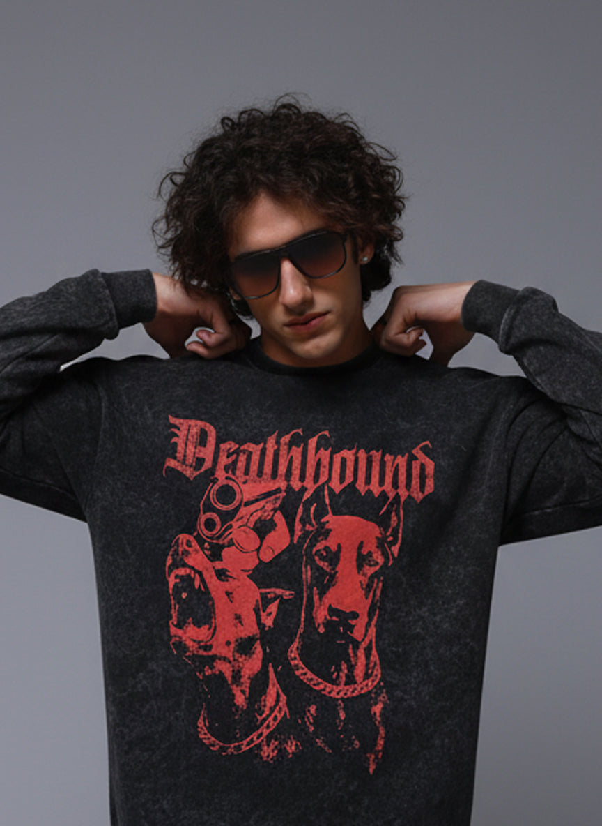 Men's Acidwashed Full Sleeves Streetwear T-shirt