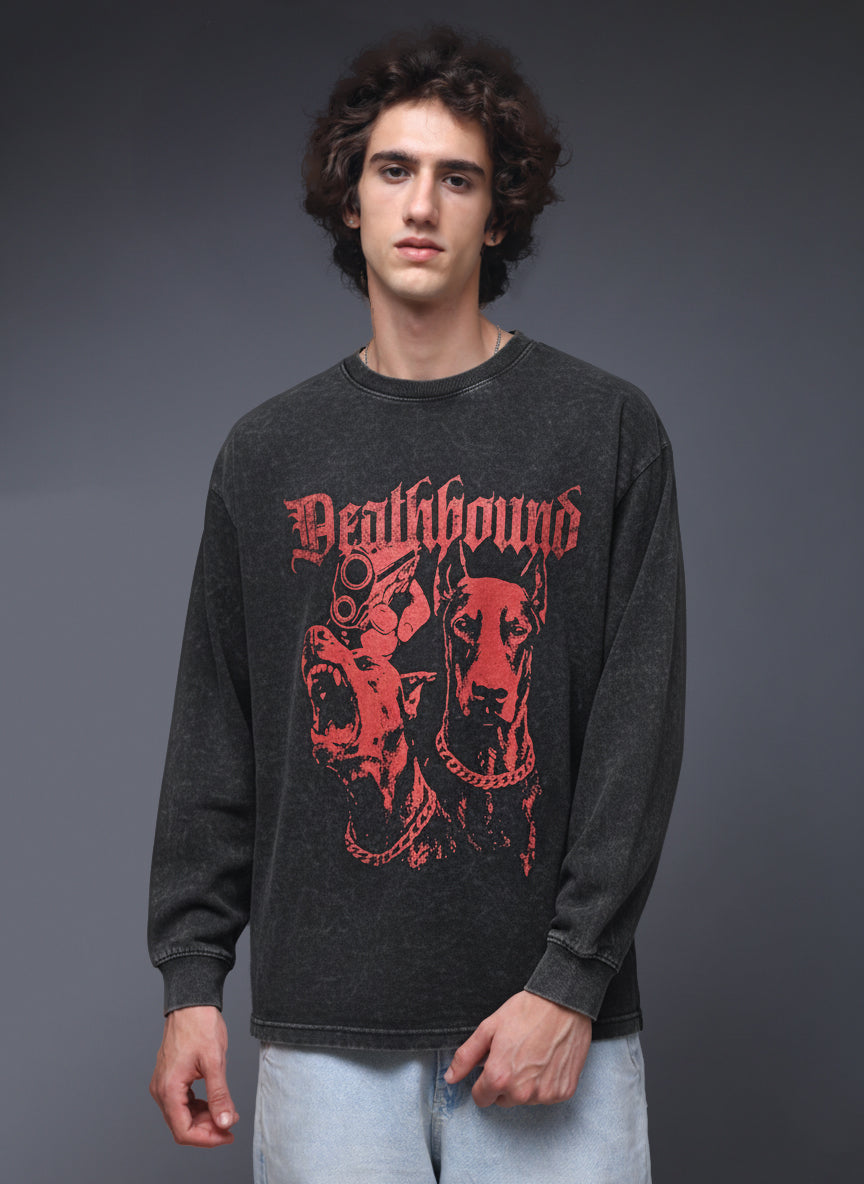 Men's Acidwashed Full Sleeves Streetwear T-shirt