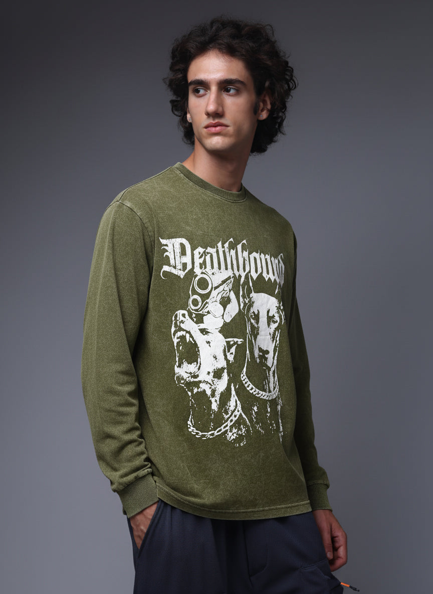 Men's Acidwashed Full Sleeves Streetwear T-shirt